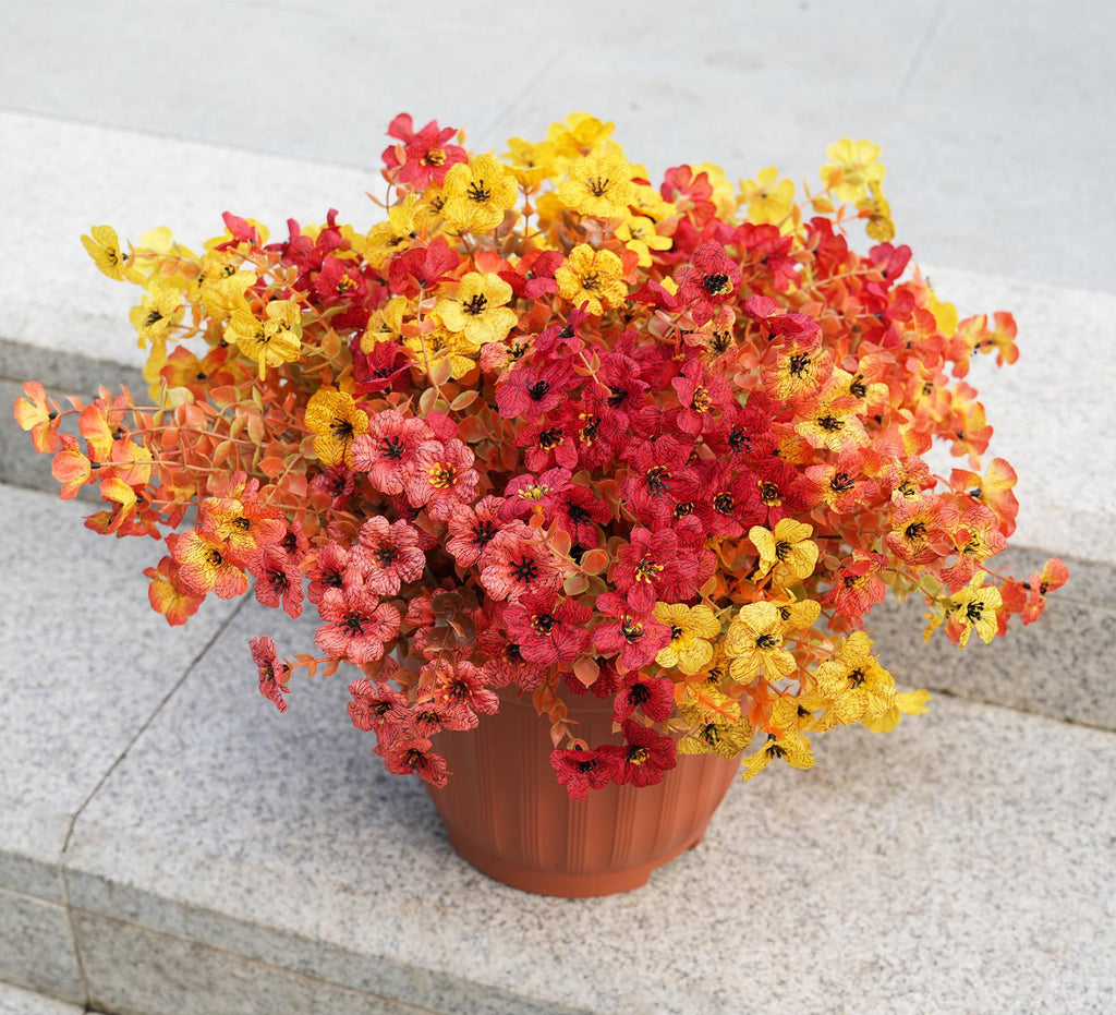 Artificial Violet Mums Flowers for Autumn Outdoor Decor, 12-Stem Multi Pack Faux Fall Flowers for Front Porch, Patio