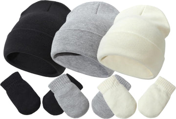 Toddler Baby Beanie Hat and Mittens Set Hat Toddler Winter Warm Knit Hat for Boys Girl 0-5 Years