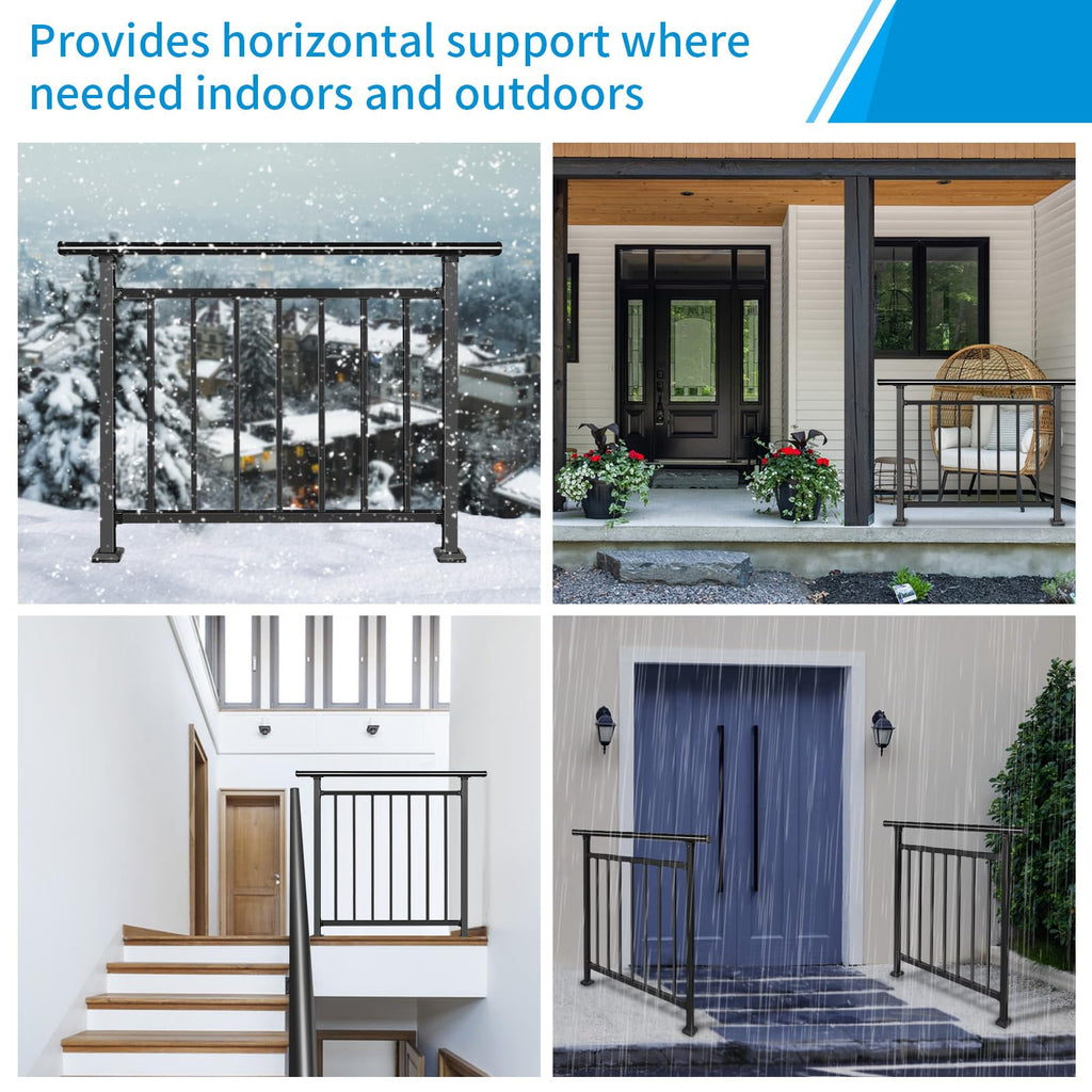 Horizontal 40" H x 48" W Deck Railing Kit, Black Wrought Iron Rail