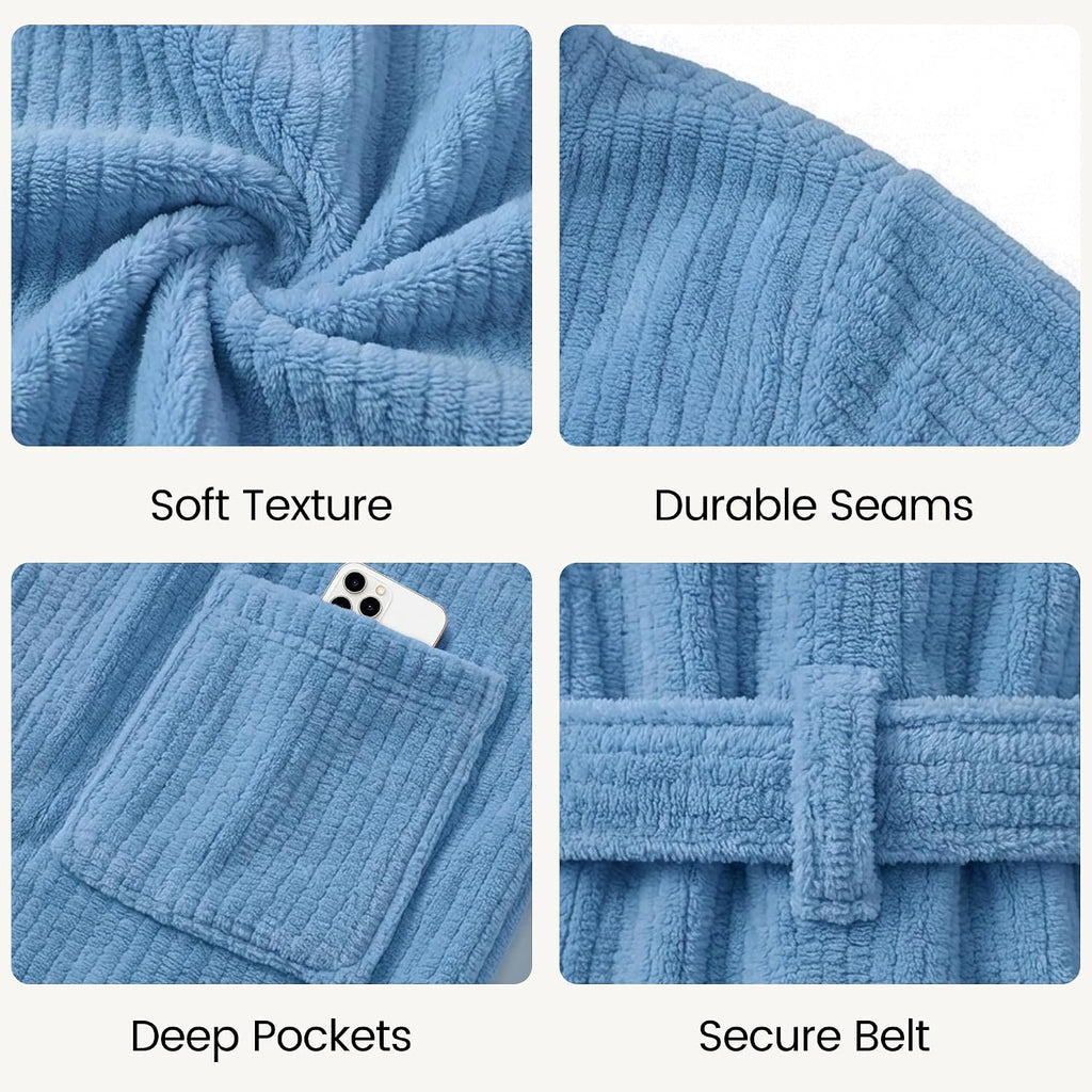 Men's Bathrobes with Hood, Soft Long Towel Robe for Men - Super Absorbent Quick Dry yet Warm