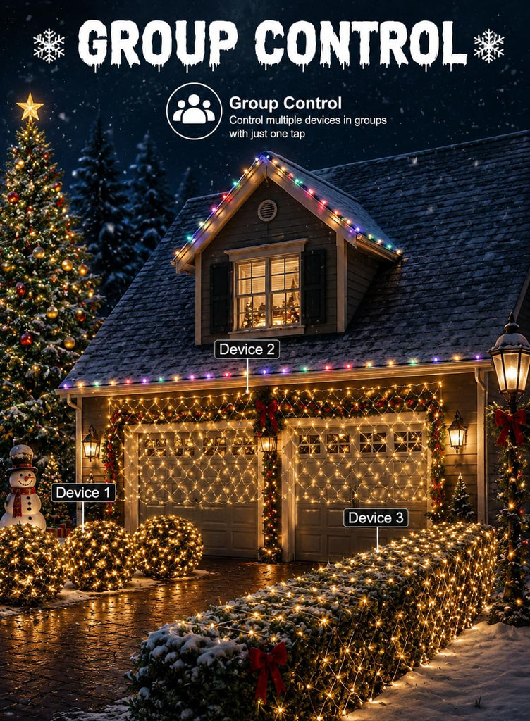 4ft*18ft Outdoor Smart Christmas Net Lights for Mesh, Group Control
