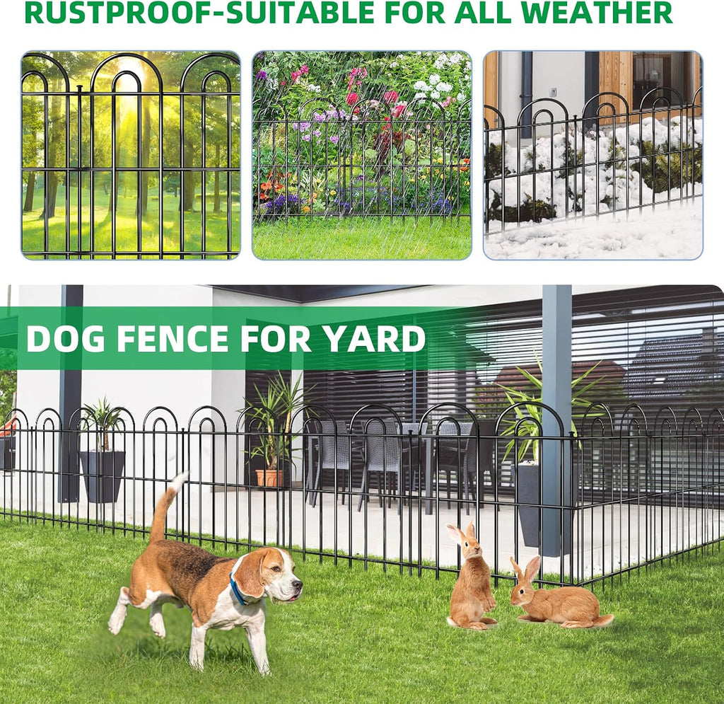 25 Panels Decorative Garden Fence, 32 in(H) X 50 ft(L) No Dig Dog Fence Outdoor for Yard, Rustproof Tall Metal Garden