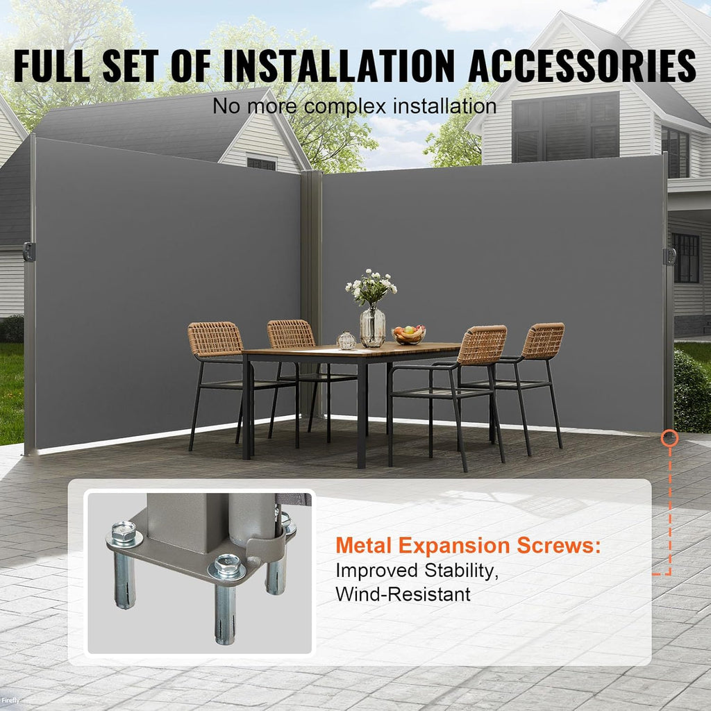Retractable Side Awning, 79 x 236 in Outdoor Folding Privacy Screen, Waterproof & UV-Resistant Patio Privacy Screen