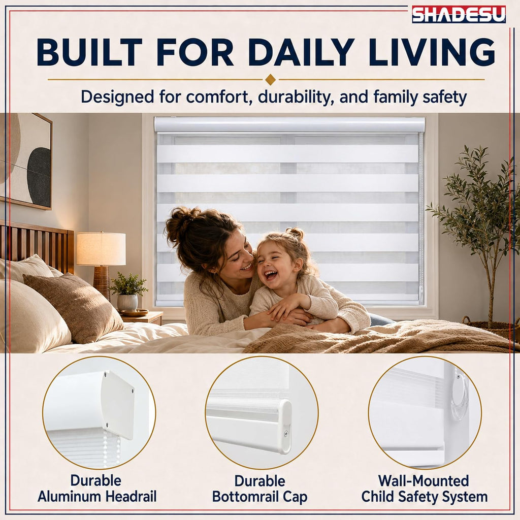 Custom Size Zebra Blinds Windows, White, 21" W x 72" H