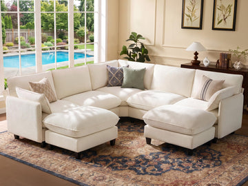 107" Oversized V-Shaped Modular Sectional Sofa, Cloud Couch with Corner Section, Large Cushions and 2 Movable