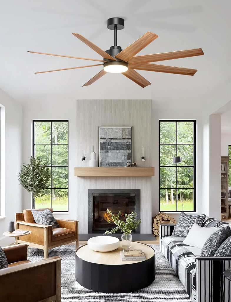 60'' Ceiling Fan with Light - 8 Blades Modern Farmhouse Ceiling Fan Remote/APP Control, Dimmable