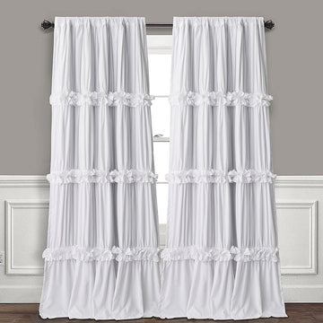 White Blackout Window Curtains, 52" W x 96" L x 2 Panels