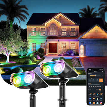 Smart Solar Spot Lights Outdoor SL5C, IP67 Solar Lights Outdoor | Cool/Warm White/Color Changing Spotlight, APP/Voice