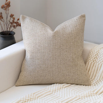 Decorative Neutral Throw Pillow Covers 24x24 Farmhouse Pillow Covers Cotton Stripe Cushion Covers Home Decor for Sofa