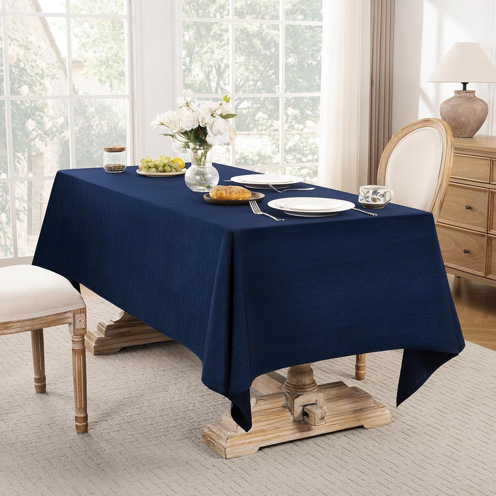 Jacquard Rectangle Tablecloth - Geometric Line Damask Table Covers Waterproof Stain Resistant Washab