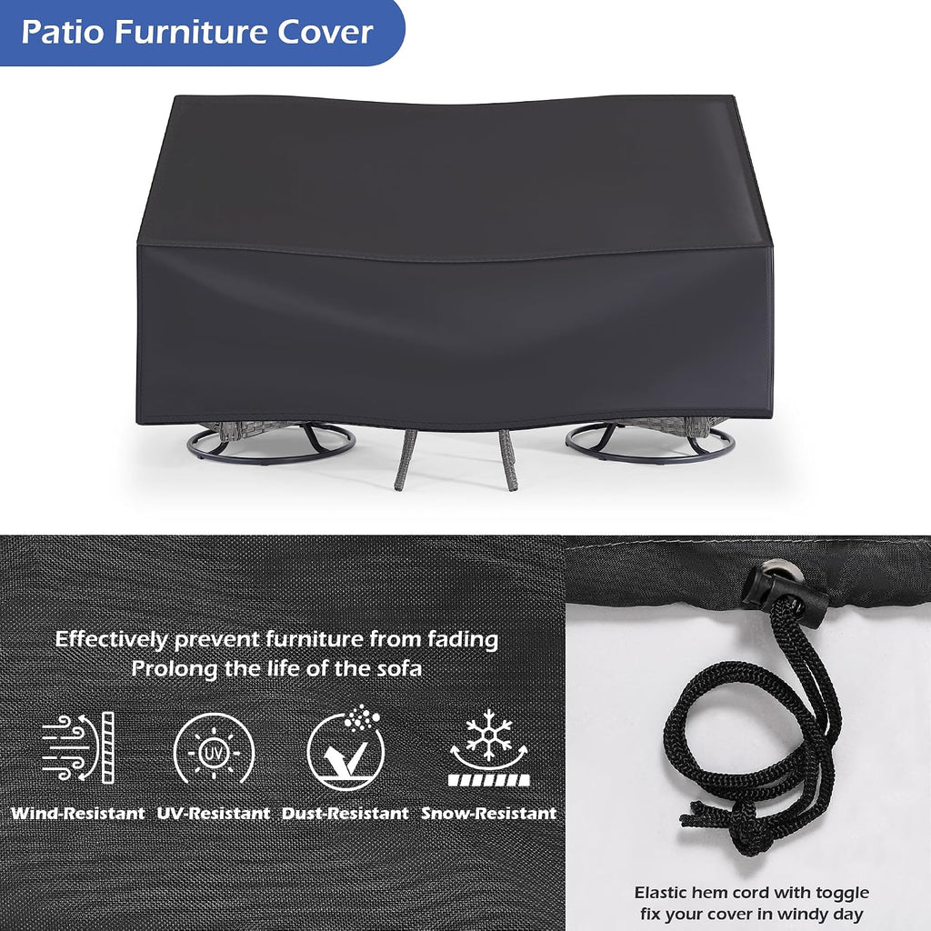 Patio Furniture Sets, 3 Pieces Wicker Outdoor Furniture - 360 Degree Swivel Rocking Chairs and Rattan Side Table for