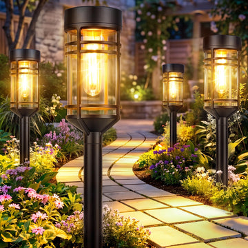 Solar Pathway Lights Outdoor 6 Packs, Solar Garden Lights IP65 Waterproof, LED Solar Powered Path Light Auto On/Off