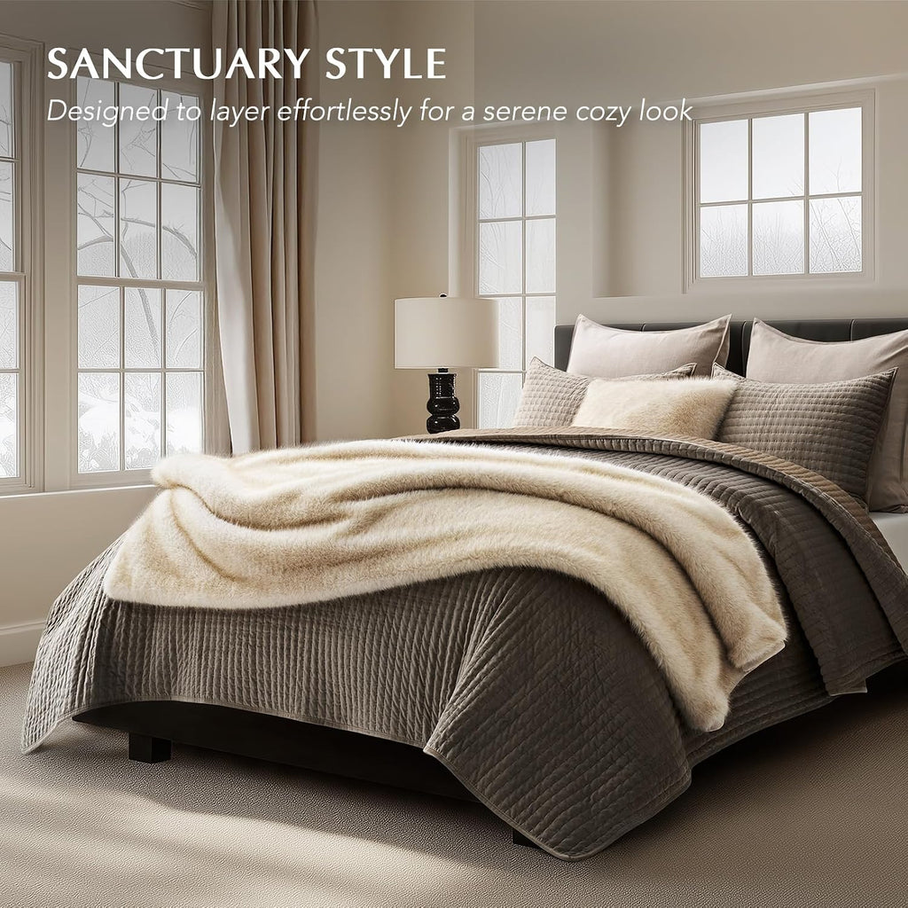 HOME Luxury Faux Fur Throw Blanket, 50"x60", Tipped Golden Fox