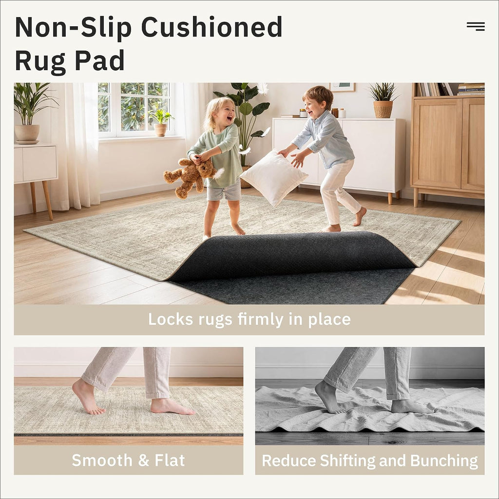 Non Slip Rug Pads 5x7, 1/4" Thick Felt Cushioned Rug Gripper Pad - Set of 35