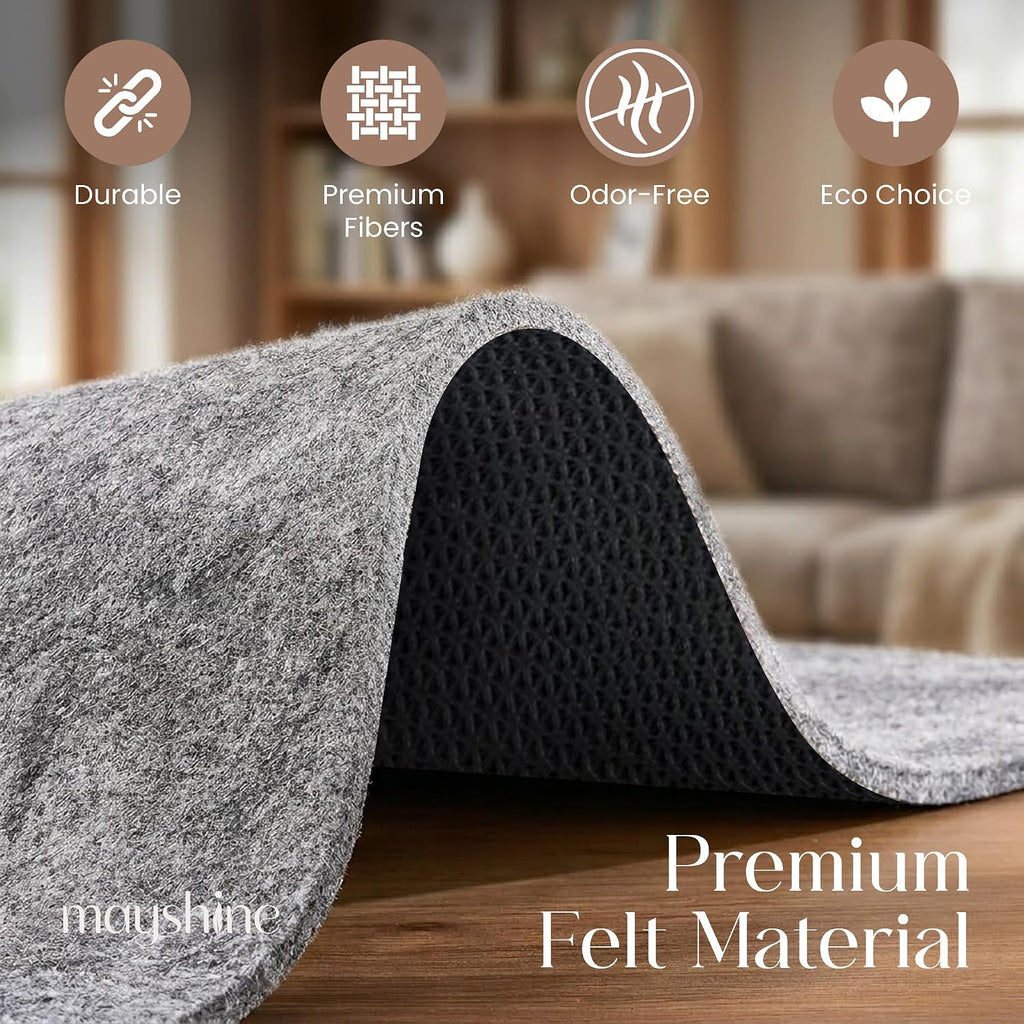 Non Slip Rug Pad 2x10 Feet, 4/25" Thick Felt Cushioned Rubber Rug Gripper Pad for Hardwood, Laminate, Stone, Tile - Set of 20