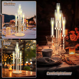 4 Set Gold Candelabra Centerpieces for Tables, 26.8 Inch 5 Arm Candle Holders with LED Candles and Acrylic Cylinders