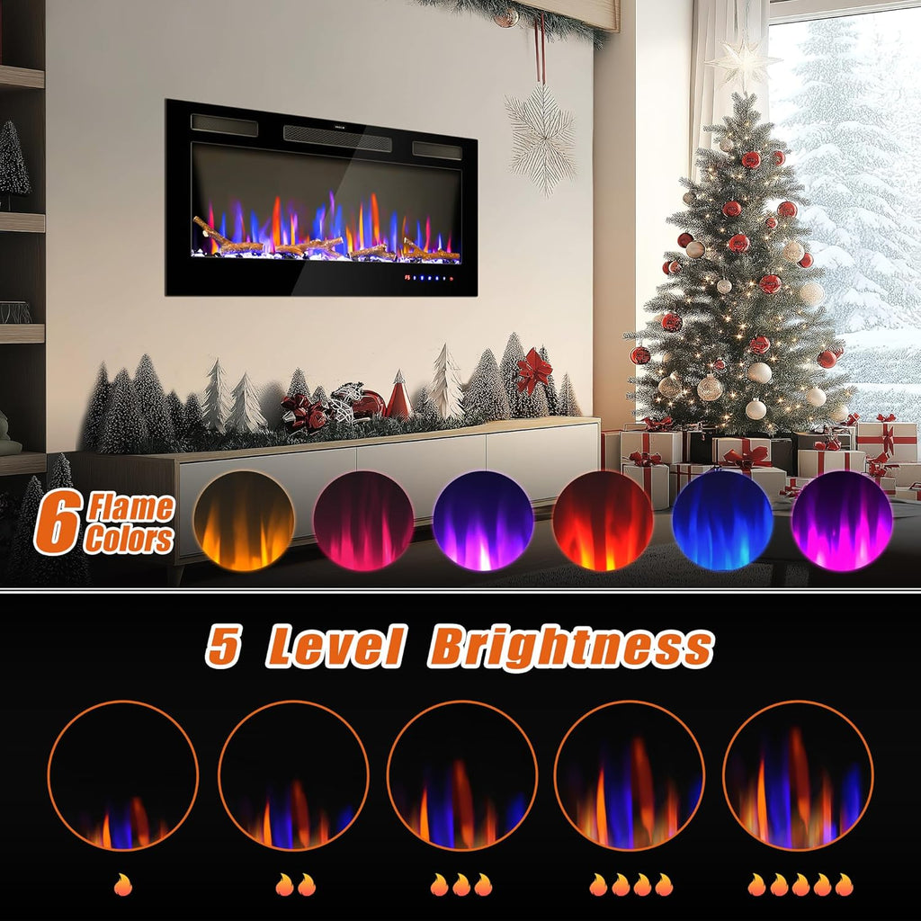36" Electric Fireplace Inserts - Recessed Fire Place and Wall Fireplace Heater