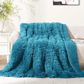 Weighted Blanket 20lbs, Faux Fur Reversible Luxury Snugly Long Fur Warm Heavy Blanket 60x80 inches, Warm Elegant