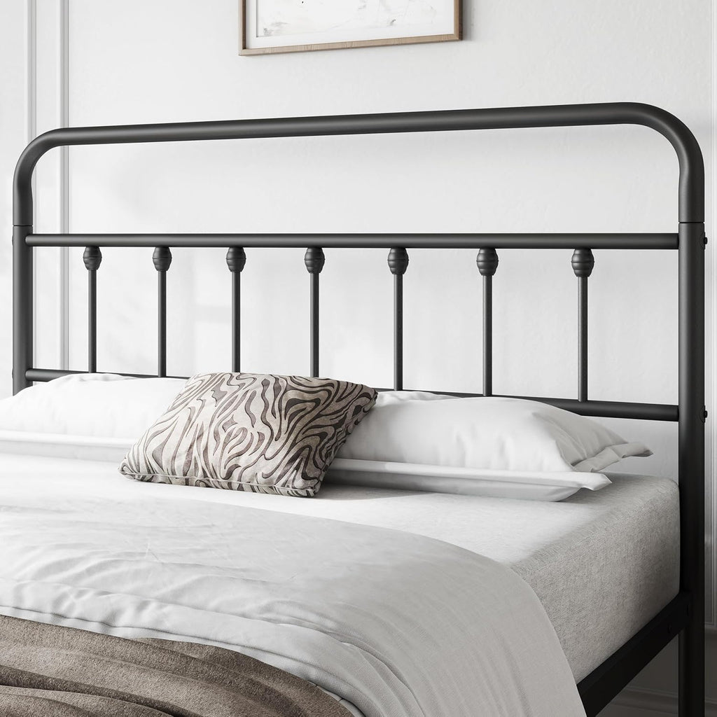 Classic Metal Platform Bed Frame Mattress Foundation with Victorian Style Iron-Art Headboard/Footboard/Under Bed