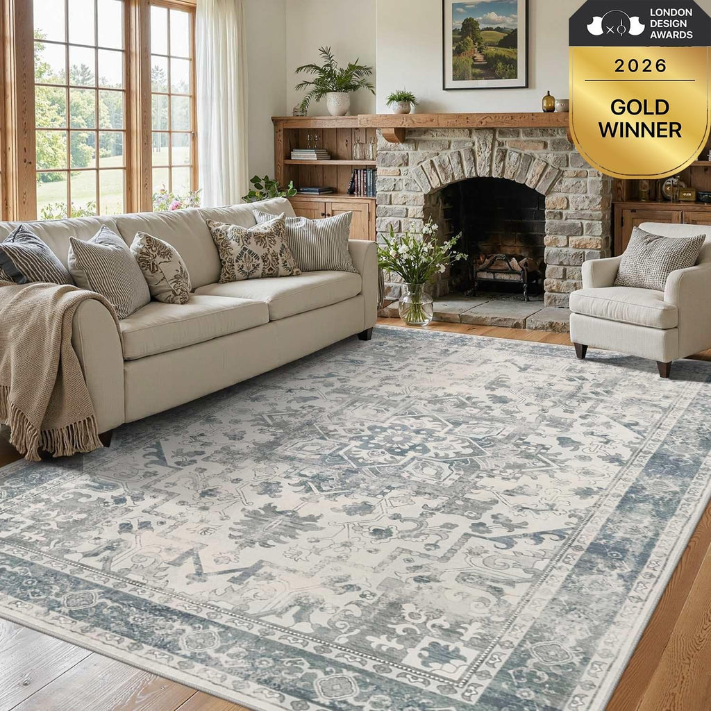 Area Rugs 5x7, Washable Rugs,Blue Rug
