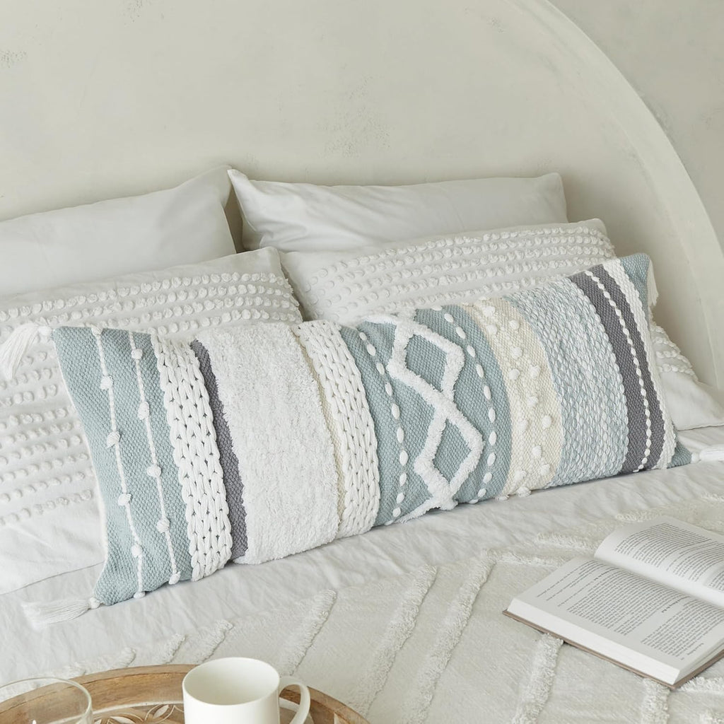 Decorative Boho Lumbar Pillow Cover 14x36 - Beautiful Throw Pillow with Soft Texture