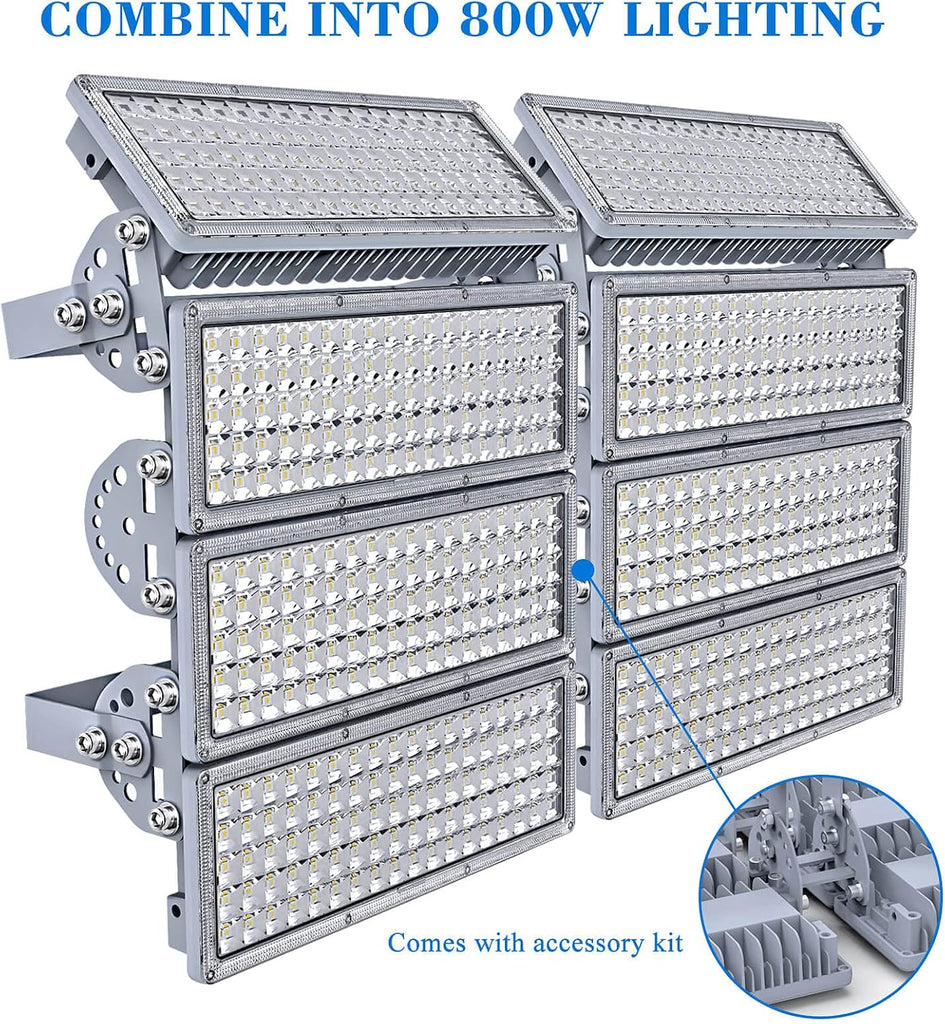 800W LED Stadium Lights Outdoor, 2Pack 400W 6500K Arena Flood Light | 112000LM, IP67 Waterproof. 180° adjustable