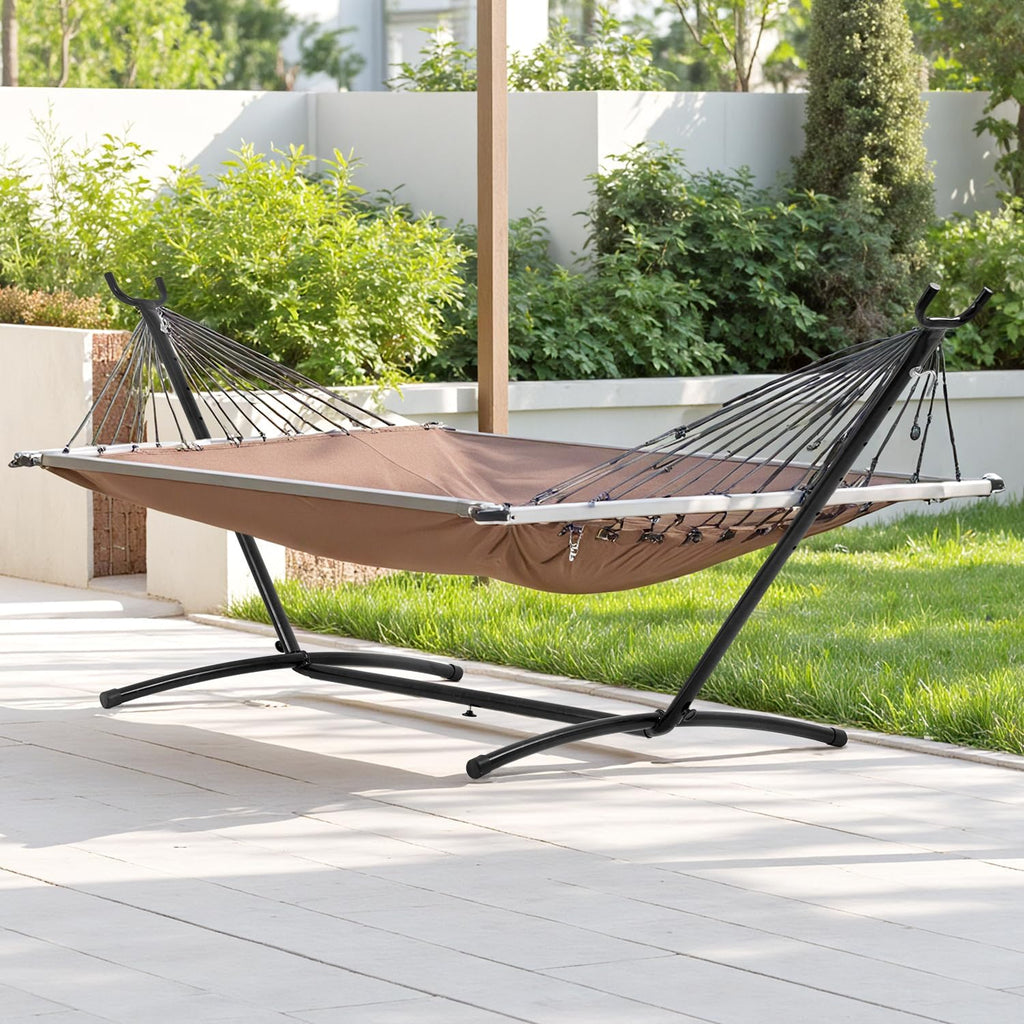 Portable Hammock Double Stand | No Hammock | Sturdy Steel Construction | 400lbs Max Load | Height Adjustable | Double