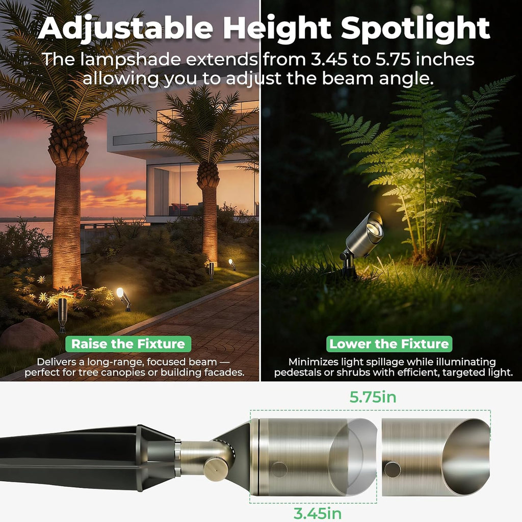 Solid Brass Low Voltage Landscape Spotlights, 12V Waterproof Outdoor Spot Lights, Wired Heavy Duty Bronze Accent