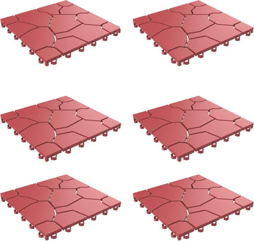 6-Pack Polypropylene Interlocking Patio Deck Tiles - Weather-Resistant Outdoor Flooring for Balcony, Porch, and Garage