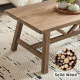 Farmhouse 43" Coffee Table,Solid Wood Center Tables and Office, Rustic Wooden Rectangular Table with V-Shaped Support