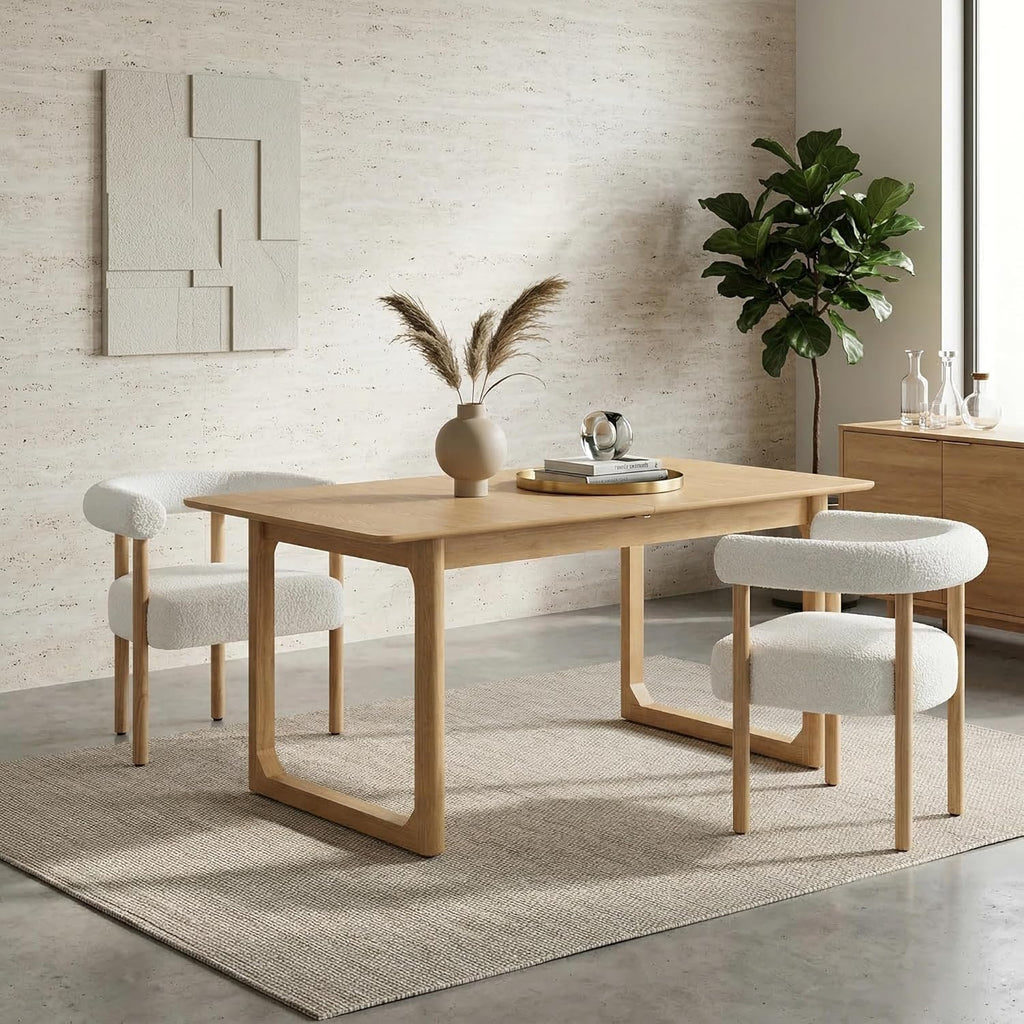 Extendable Wood Dining Table for 4-8, 71" Inch Modern Rectangular Kitchen Tables with Wooden Base Farmhouse Dinner