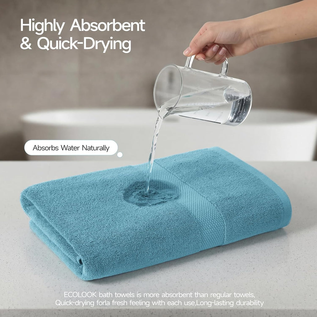 Ultra Soft 6-Piece Towel Set, 100% Cotton | Lighter Weight, Quick Dry, Highly Absorbent, 2 Bath, 2 Hand, 2