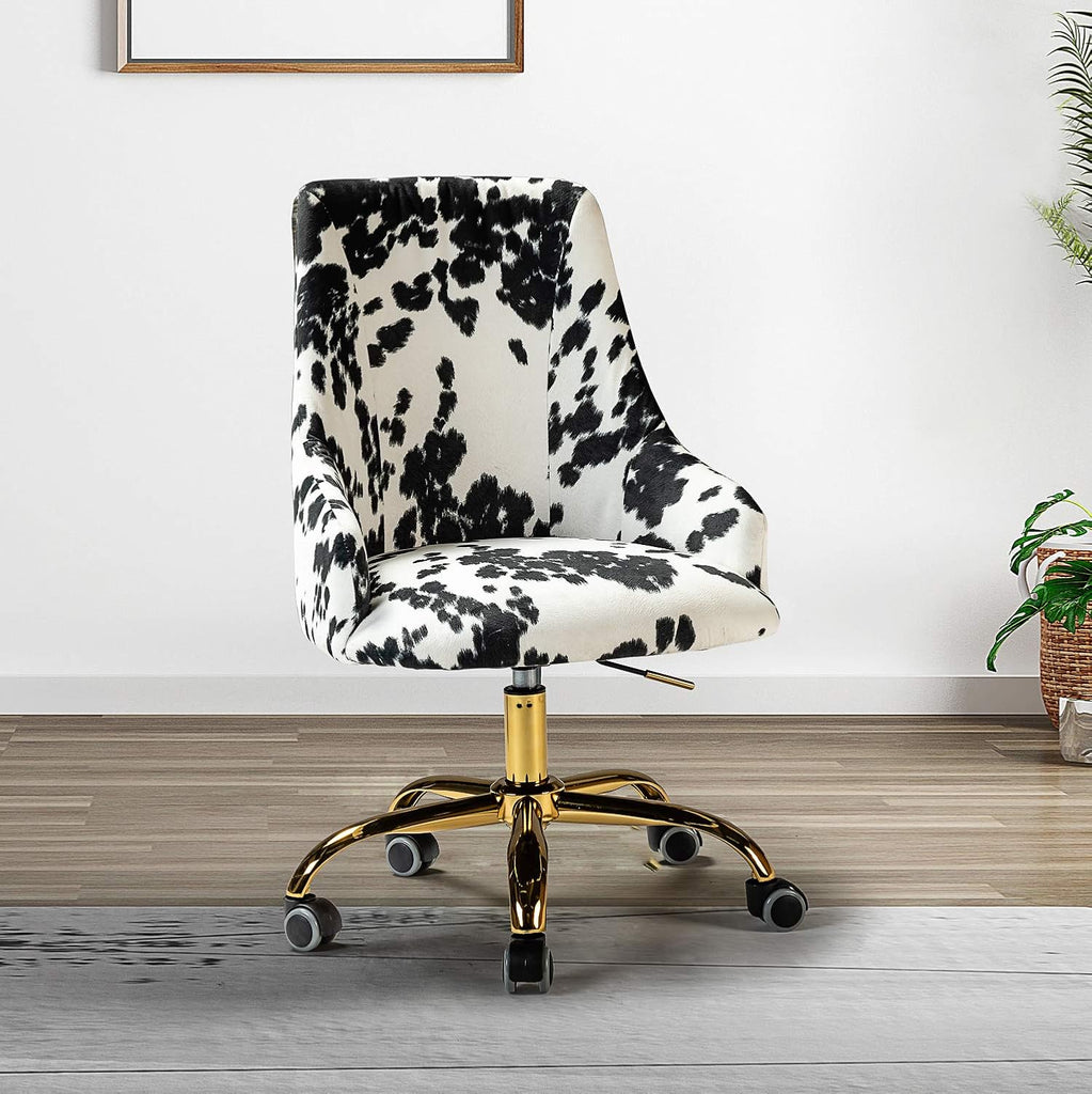 Upholstered Desk Chair Modern Armless with Wheels, Adjustable Swivel Fabric Task Chair for Living Room, Bedroom