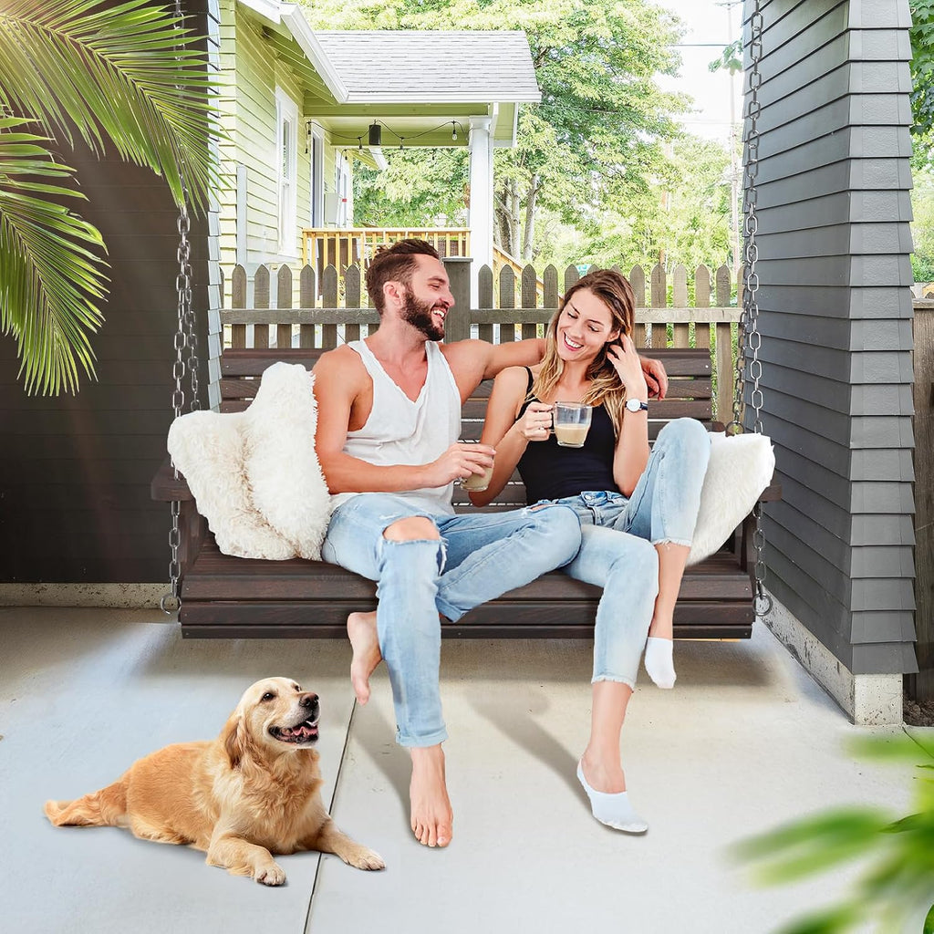 2026 Upgraded 4 FT Wooden Porch Swing, 880 LBS Heavy Duty, Rustic | 2026 Upgraded Design; Heavy-Duty Wooden Swing;