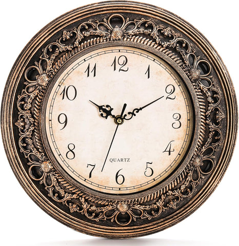 Plastic Silent Wall Clock, 13 Inch Vintage Large Wall Clocks, Battery Operated Round Bathroom Clock