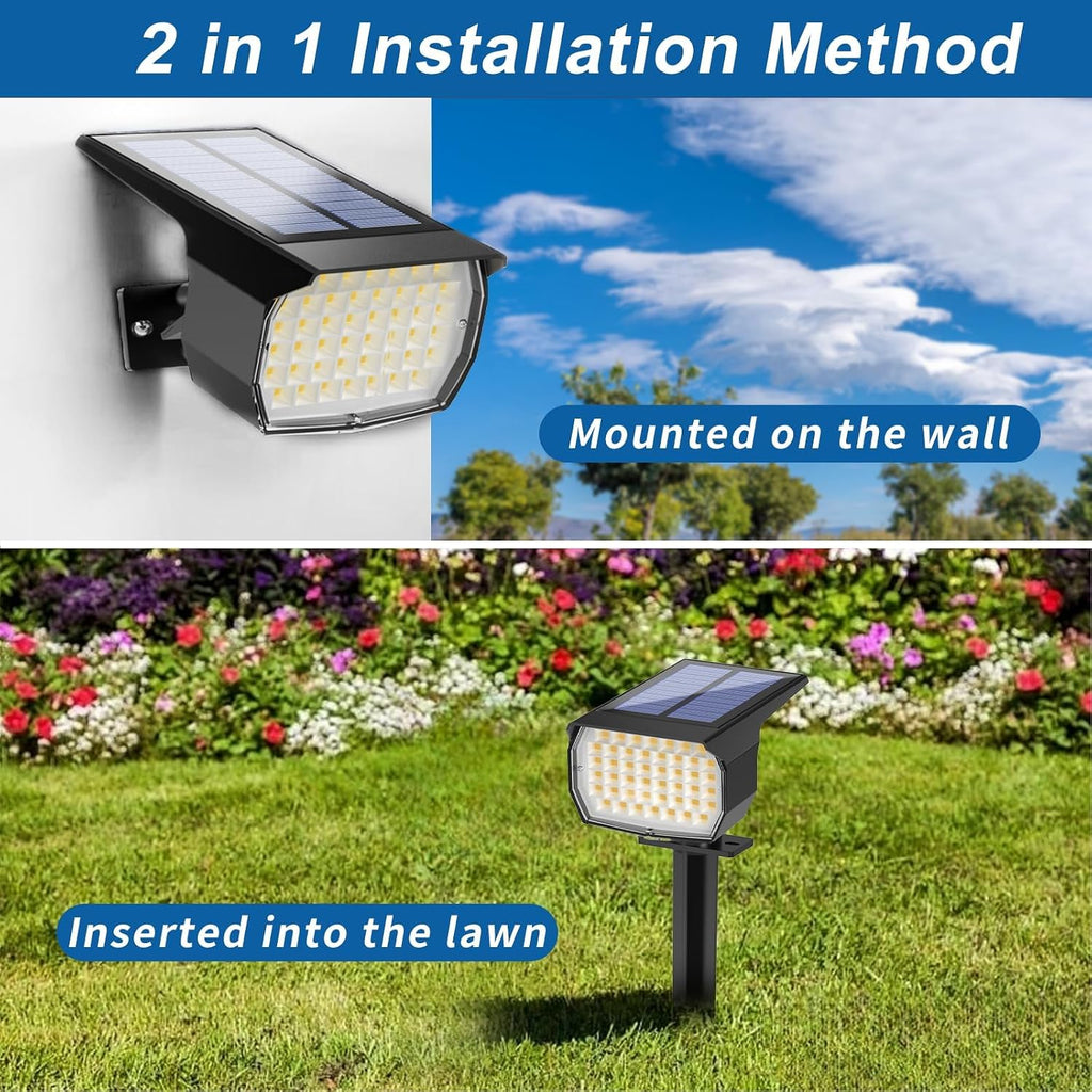 Solar Spot Lights Outdoor Waterproof 12 Pack Spotlights Warm White | 46 LED Landscape Spotlight, 3 Modes Auto On/Off