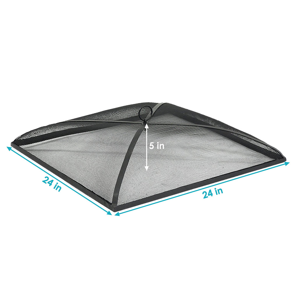 Heavy Duty Square Fire Pit Screen Cover, Assembly-Free, 24"