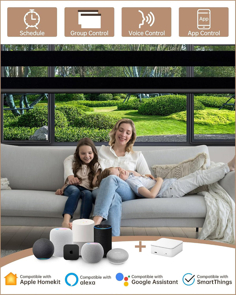Motorized Blinds with Remote, Motorized Zebra Shades Work with Apple Homekit,Alexa,Google Home, Customized Electric