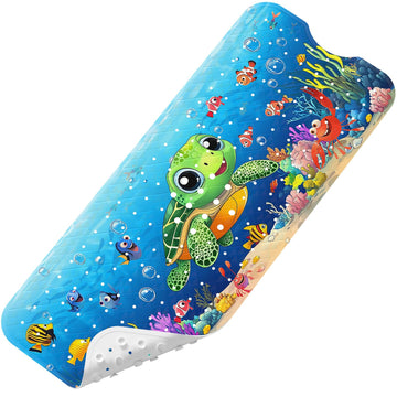 Bath Mat for Tub Non Slip Kids Bathtub Mat 40x16 Baby Bath Mat,Green Turtle