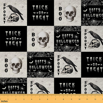 10 Yards Halloween Fabric by The Yard Gothic Skull Raven Upholstery Fabric for Chairs Trick or Treat DIY Projects
