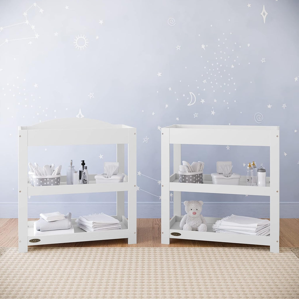 Customizable Changing Table with Water-Resistant Changing Pad, White | Customizable Modern Flat or Classic Arched
