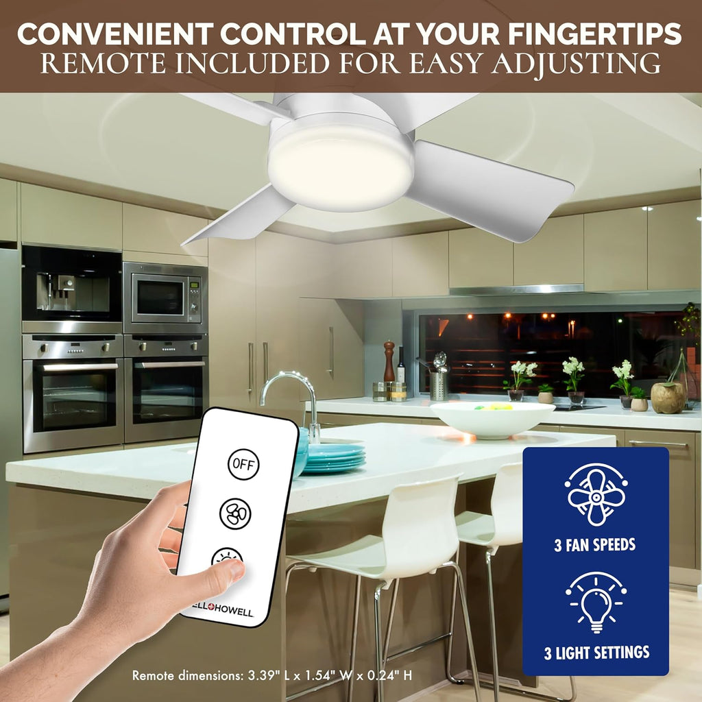 Breeze Socket Fan Light with Remote, Portable Small Ceiling Fans with Lights for Bedroom, Kitchen, Living Room, Ceiling Fan with Light 3500K, 1000 Lumens, Screws into E26/E27
