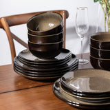 Ceramic Dinnerware Sets for 6,Stoneware Plates and Bowls Sets,Handmade Reactive Glaze Dishes Set,Chip Resistant and