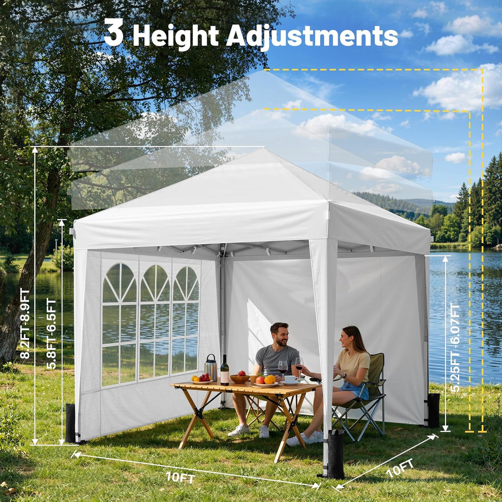 10x10 Pop Up Canopy with Sidewalls, One Push Instant Canopy Tent with Carry Bag for Events, Parties, Beach, Camping