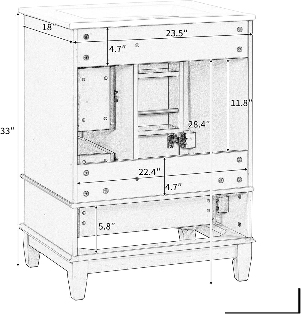 Harper & Bright Designs 24" Bathroom Vanity with Sink