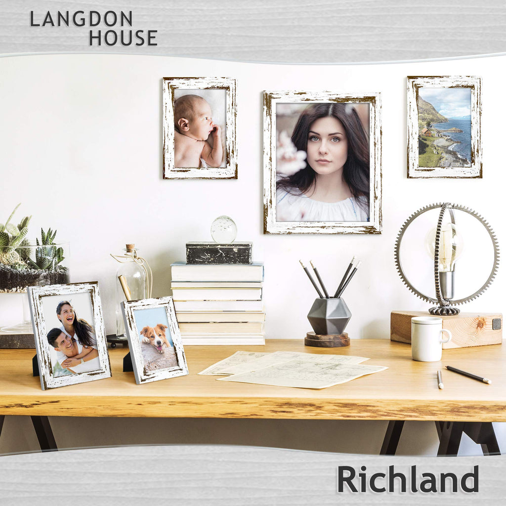 8x10 Picture Frames (Distressed White, 6 Pack) Farmhouse Style, Richland Collection