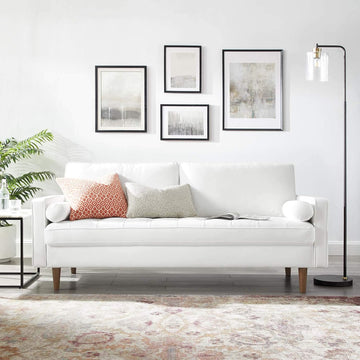 EEI-3764-WHI Valour Performance Velvet Sofa, White
