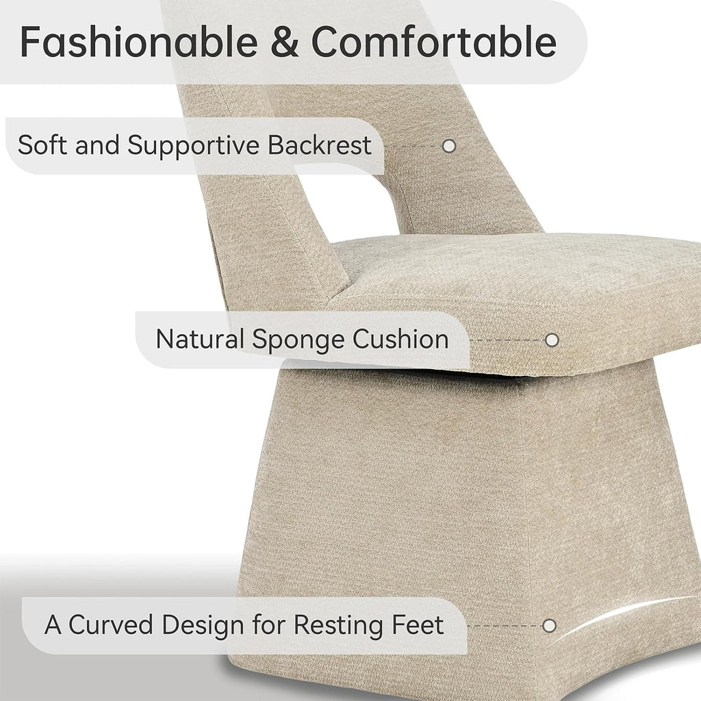 Upholstered Swivel Dining Chairs Set of 4, Modern Dining Room Chairs with Open Back, Chenille Fabric Kitchen Chairs