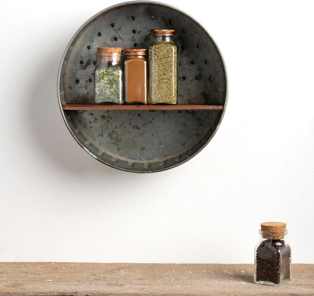 Distressed Wall Shelf, Metal and Wood