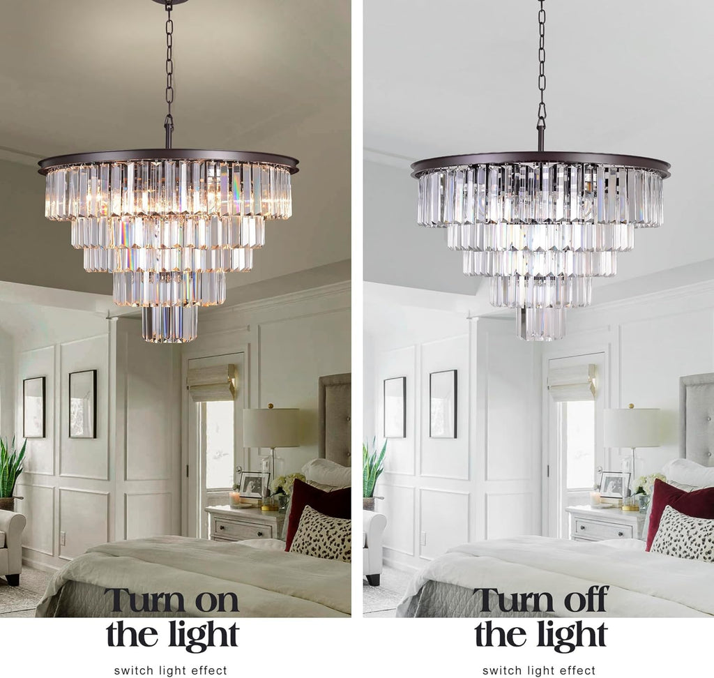 Inspired Odeon Style Oil Rubbed Bronze Crystal 5-Tier Modern Chandelier